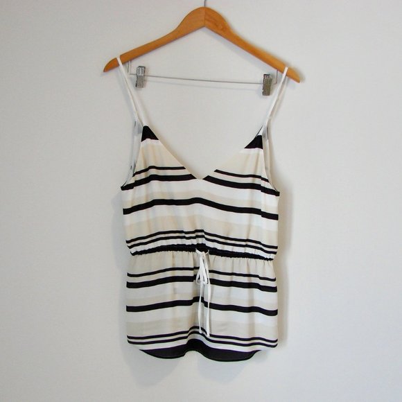 Aritzia Babaton Striped Warren Camisole Spaghetti Straps Black Beige Cream Large - Picture 1 of 11